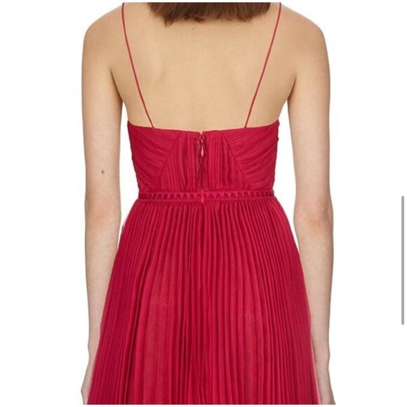 NWT Self-Portrait Fuchsia Pink Pleated Chiffon Midi Dress Size 10 - Picture 5 of 16